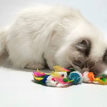 Picture of Mouse Shaped Pet Cat Toys with Feather-1Pcs