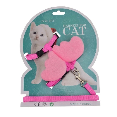 Picture of Pet Small Cat Belt Harness Nylon Leash Beautiful Angel Wing Dog-Harness-Leash-Pink