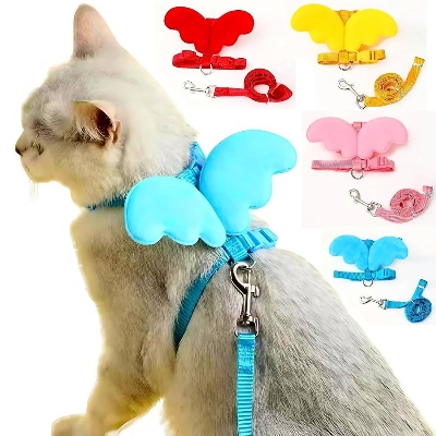 Picture of Pet Small Cat Belt Harness Nylon Leash Beautiful Angel Wing Dog-Harness-Leash-Pink