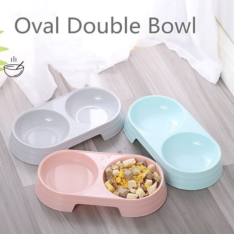 Picture of 1Pc Cheap Candy Color Plastic Pet Double Bowls Creative Non-Slip Bowl Pet Food Water Feeder Dog Cat Bowl Pet Feeding Supplies