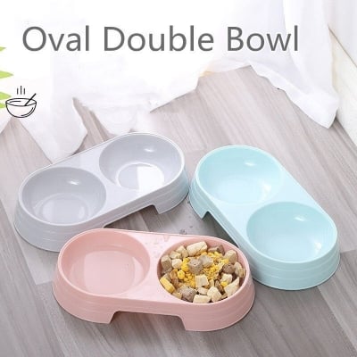 Picture of 1Pc Cheap Candy Color Plastic Pet Double Bowls Creative Non-Slip Bowl Pet Food Water Feeder Dog Cat Bowl Pet Feeding Supplies