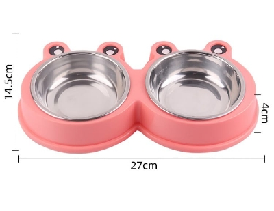 Picture of Stainless steel pet food double bowl for cat