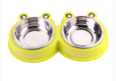 Picture of Stainless steel pet food double bowl for cat