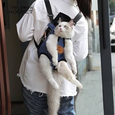 Picture of Pet Carrier Backpack Front Pack Dog Cat Carrier Travel Bag Legs Out Easy-Fit for Small Medium Pets Outdoor Traveling - Random Color (M) Size