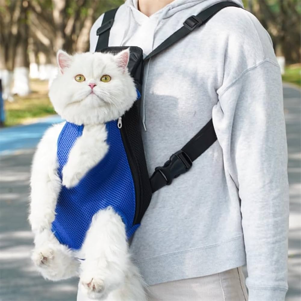 Picture of Pet Carrier Backpack Front Pack Dog Cat Carrier Travel Bag Legs Out Easy-Fit for Small Medium Pets Outdoor Traveling - Random Color (M) Size
