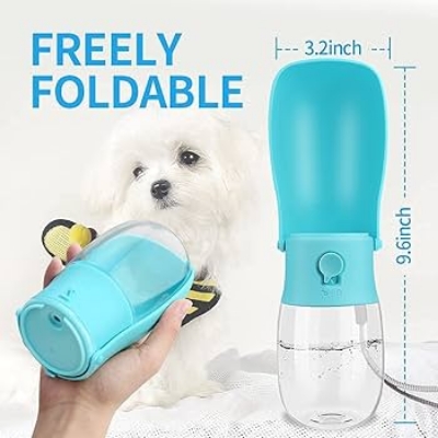 Picture of Dog Water Bottle, Leak Proof Portable Puppy Water Dispenser with Drinking Feeder for Pets Outdoor Walking, Hiking, Travel, Food Grade Plastic