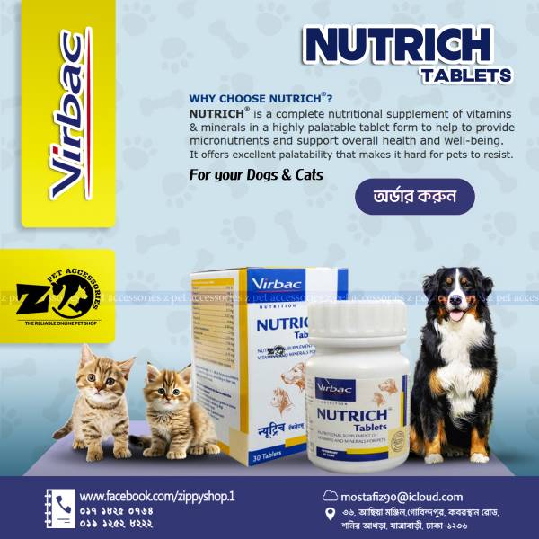 Picture of Virbac Nutrich Tablets for Dogs and Cats 30 tablets