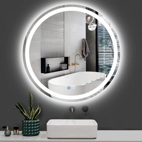 Picture of Premium Quality & Customizable High Intensity LED Touch Mirror - Round - Crystal - 24x24 Inch