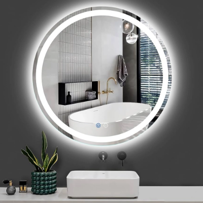 Picture of Premium Quality & Customizable High Intensity LED Touch Mirror - Round - Crystal - 24x24 Inch