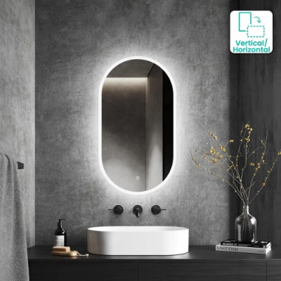 Picture of Premium Quality & Customizable LED Lighting, High Intensity LED Touch Mirror - Oval - Crystal - 18x30 Inch