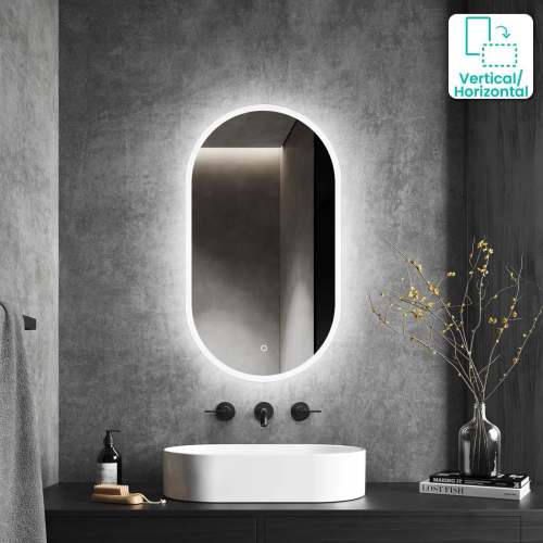 Picture of Premium Quality & Customizable LED Lighting, High Intensity LED Touch Mirror - Oval - Crystal - 18x30 Inch