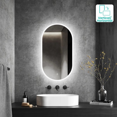 Picture of Premium Quality & Customizable LED Lighting, High Intensity LED Touch Mirror - Oval - Copper Free - 18x30 Inch