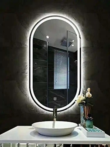 Picture of Premium Quality & Customizable LED Lighting, High Intensity LED Touch Mirror - Oval - Crystal - 18x30 Inch