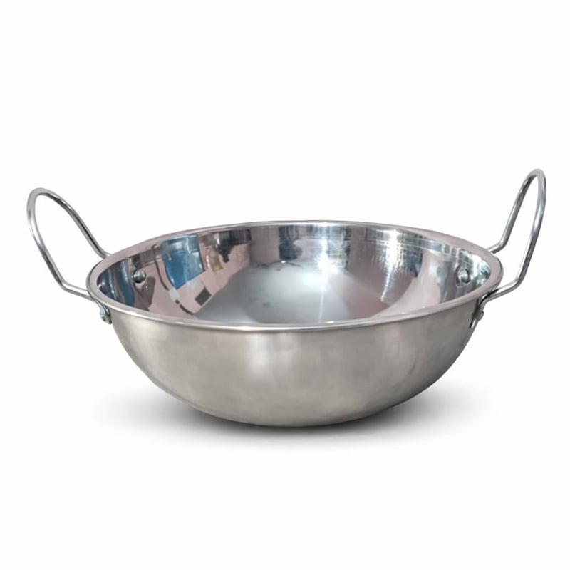Picture of Steel cooking  Kadai/ stainless steel  strong and long lasting Korai / Inferred and Induction stove korai/ Gas Stove korai  (Silver)