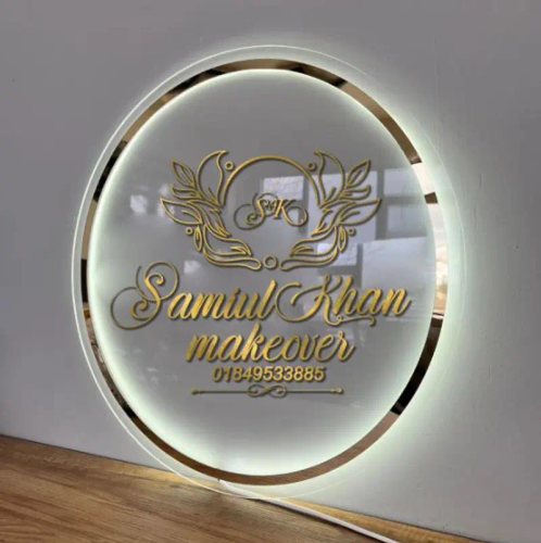 Picture of Custom Logo Business Neon Lights, Acrylic Decoration Office Door Sign, Wall Sign 3D Plaques for Hair Studio - Clear - 12x12 Inch