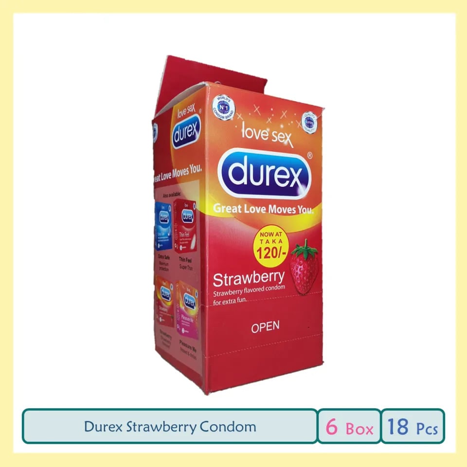 Picture of Durex Strawberry Condom - Combo Full Box 6 Packs - 18pcs.