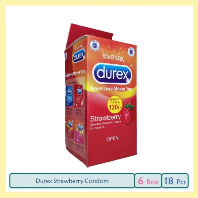 Picture of Durex Strawberry Condom - Combo Full Box 6 Packs - 18pcs.