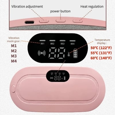 Picture of Heating Pad for Period Cramps, Fast Heating Pad with 6 Heat Levels and 6 Massage Modes, Portable Cordless Menstrual Heating Pad, Back or Belly Period Massager for Women and Girls