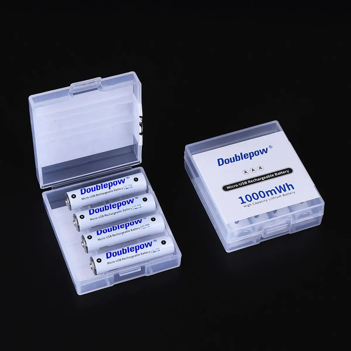 Picture of Doublepow AAA Size 1.5V 1000mWh High Capacity Li-ion Rechargeable Battery with Built-in Micro USB Charging Port & LED Indicator Facility (2 Pieces Pack) - High-Energy Replacement for Dry Cells 1.5V AAA Solutions - 2 Pieces