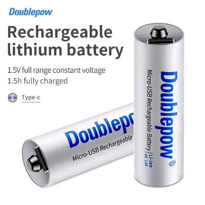Picture of Doublepow Multipurpose Uses AA Size 1.5Volt 2400mWh Rechargeable Li-ion Battery with Built-in USB Type-C Fast Charging Port & LED Indicator (Point Top) - 1 Piece