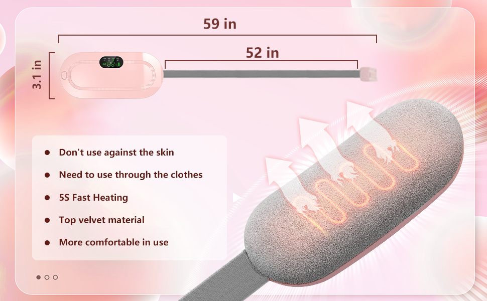 Picture of Heating Pad for Period Cramps, Fast Heating Pad with 6 Heat Levels and 6 Massage Modes, Portable Cordless Menstrual Heating Pad, Back or Belly Period Massager for Women