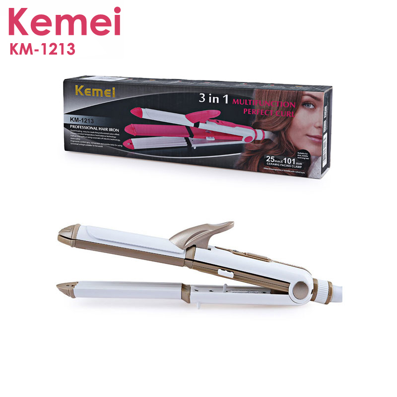 Picture of Kemei KM-1213 Professional Ceramic Coating 3 In 1 Hair Iron Curler Curling Iron Hair Styling