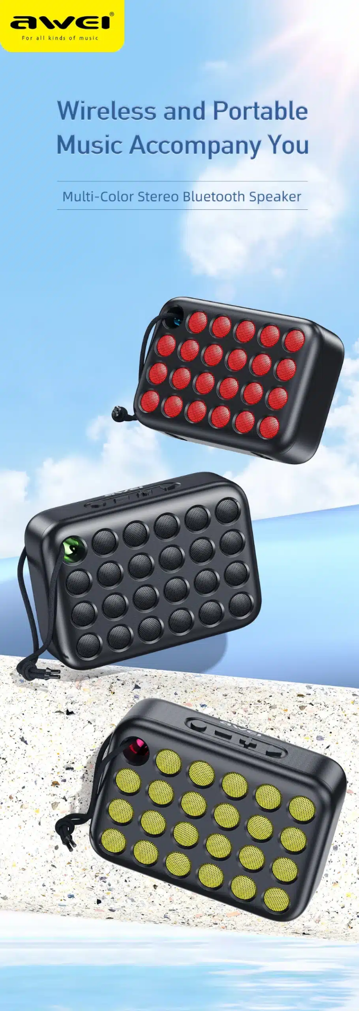 Picture of AWEI Y385 4W Promotional Outdoor Bluetooth Speakers Black