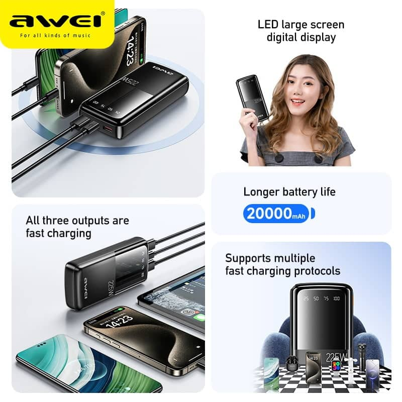 Picture of Awei P13K 22.5W PD Powerbank 20000mAh Fast Charging