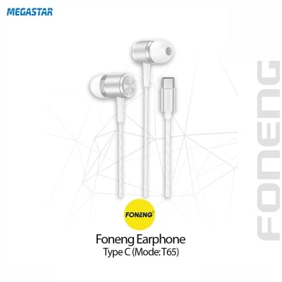 Picture of Foneng Type C Wired Earphones/Headphone White