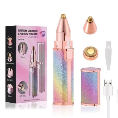 Picture of GlowEase™ Electric Hair Remover Trimmer for Women, Rechargeable 2-in-1 Smooth Facial Razor, Painless Eyebrow Shaver with LED Light for Lip, Chin, Bikini, Fuzz & Mustache