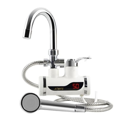 Picture of Electric Instant Hot Water Tap With Hand Shower, Digital Display Tankless Electric Faucet, Digital Bathroom Heater
