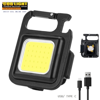 Picture of Mini LED Flashlight COB Keychain rechargable Multipurpose FlashLight Portable Camping Flashlights Work Lights fishing Lanterna with Type C USB charging