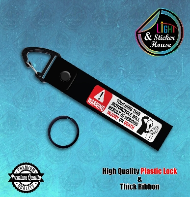Picture of Key ring For Bike user ---- Warning Touching This  moto ---- Premium Quality & Plastic lock (Attachable to keys for bike, car, bag, home, and office keys)