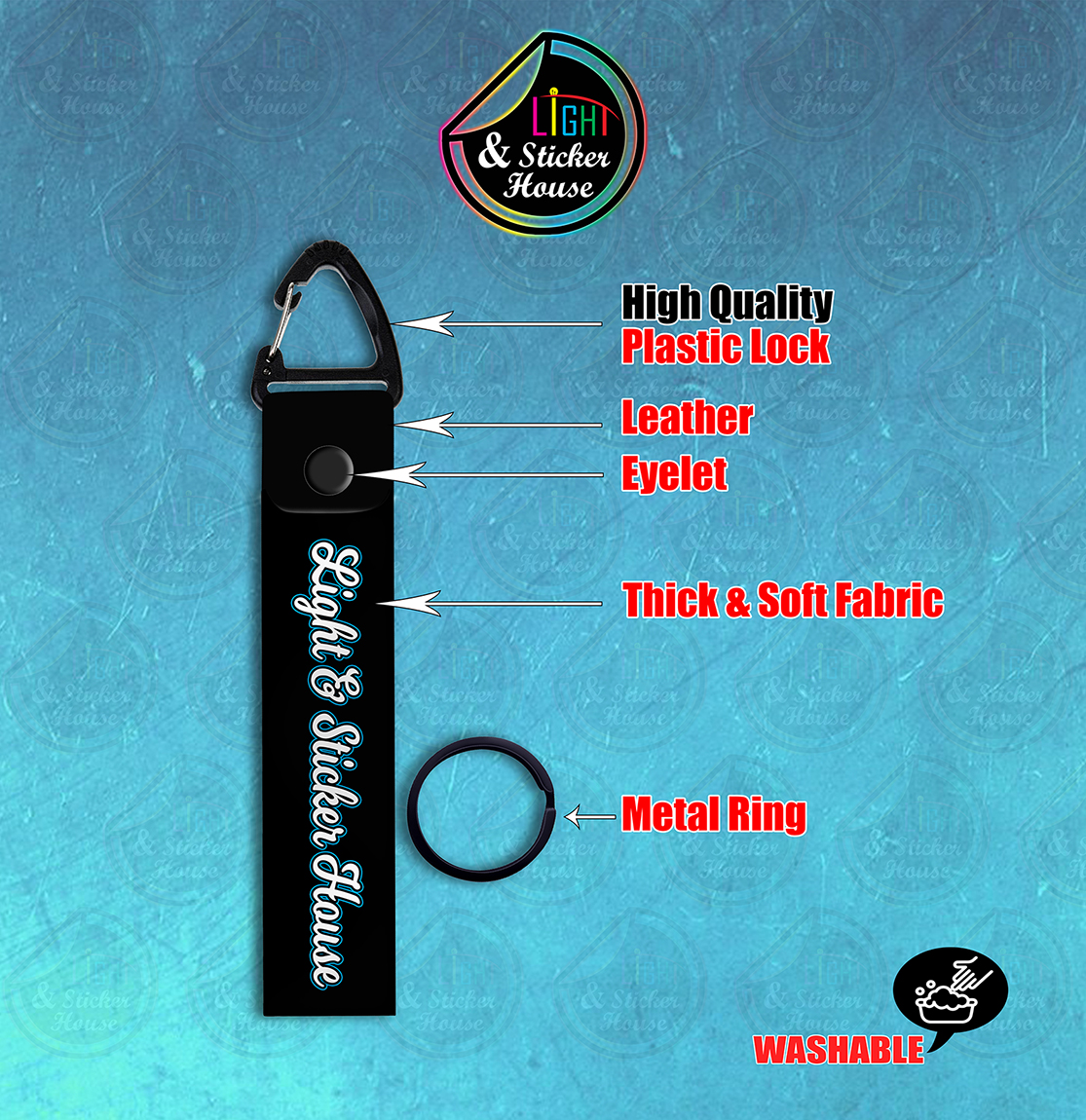 Picture of Key ring For Bike user ---- Start With Bismillah_Yellow_Curving ---- Premium Quality & Plastic lock (Attachable to keys for bike, car, bag, home, and office keys)