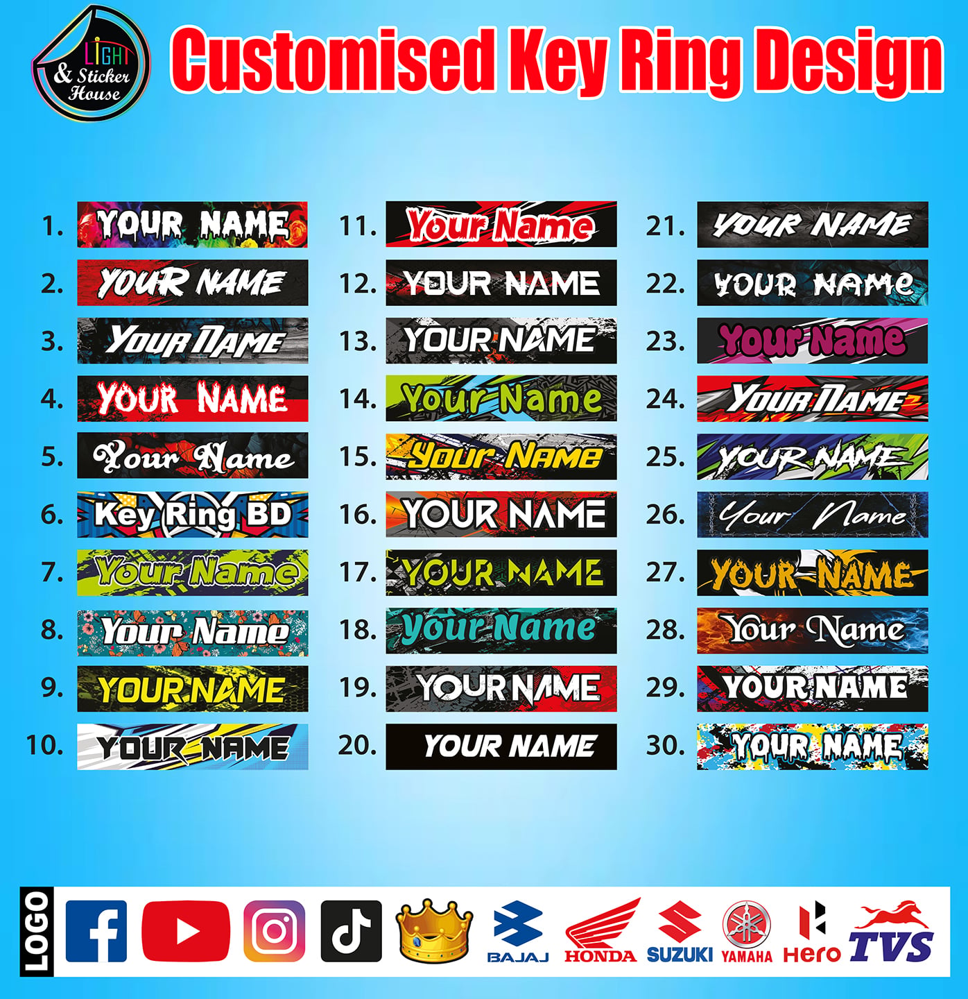 Picture of নিজের নামের কাস্টমাইজ চাবির রিং  --- Premium Quality & Metal lock (Attachable to keys for bike, car, bag, home, and office keys)