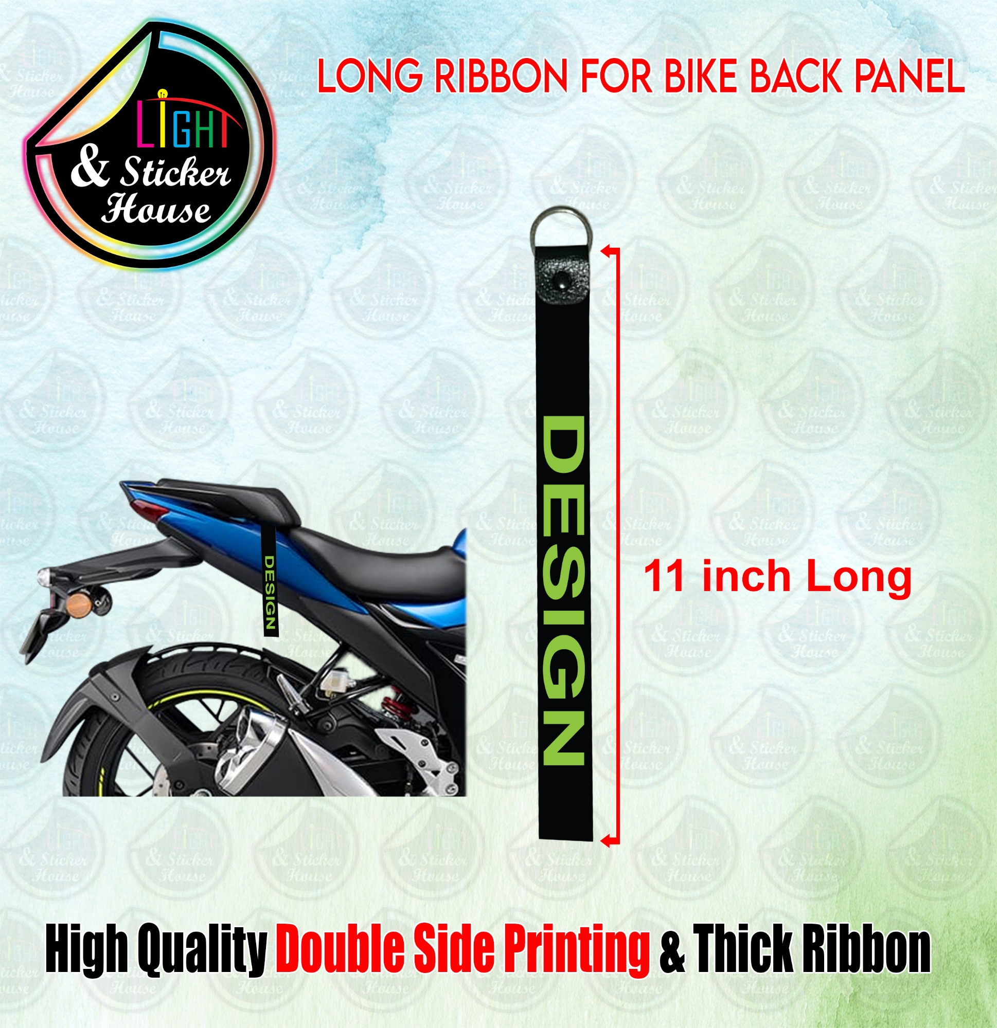 Picture of Long Ribbon For Bike Back Panel -------- Black-White ChineseText - Premium Quality
