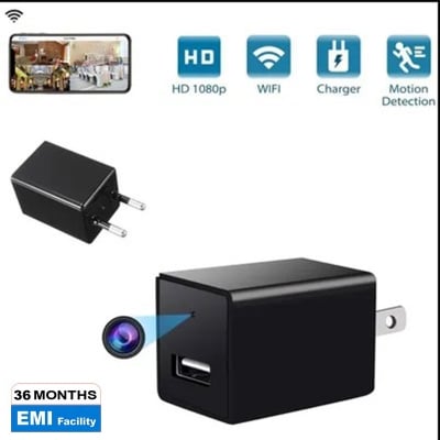 Picture of 1080P HD Camera Charger Home Security Mini WiFi Camera Power Plug Wall Adapter Nanny Cam Wireless - Black
