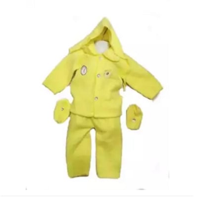 Picture of woolen New Born Baby Winter Dress Set-Yellow