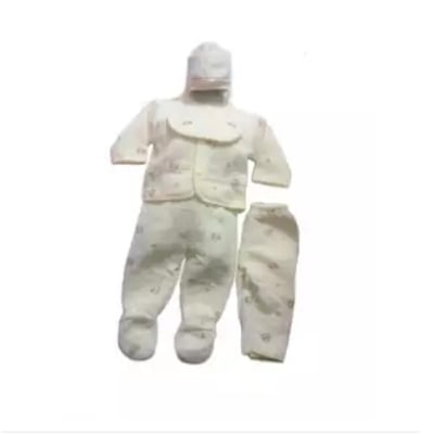 Picture of woolen New Born Baby Winter Dress Set-White