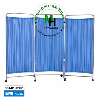 Picture of Mild Steel 3 Part Bed Side Partition for Hospital (Screen Stand) - Blue