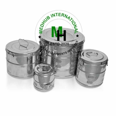 Picture of Stainless Steel Dressing Drum for Hospital/Home Use (Size- 9*9) - White