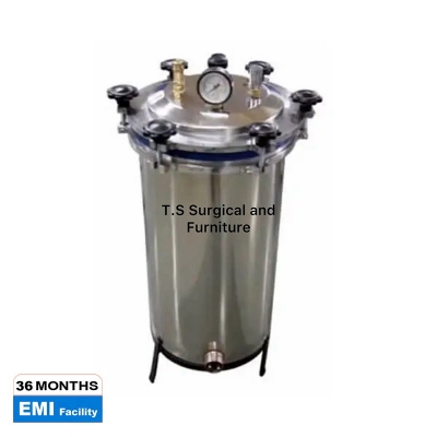 Picture of Autoclave Pressure Steam Sterilizer Machine Big Size (12*15) Double Drum Stainless Steel for Hospital/Home Use - Silver