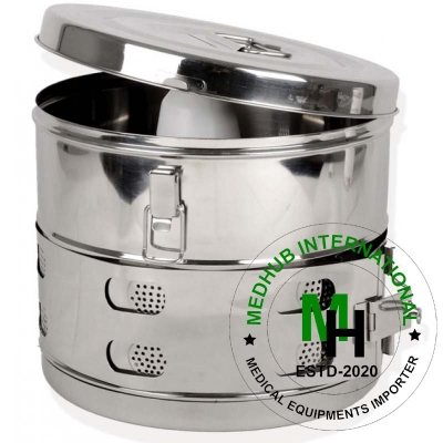 Picture of Stainless Steel Dressing Drum for Hospital/Home Use (Size- 9*9) - White
