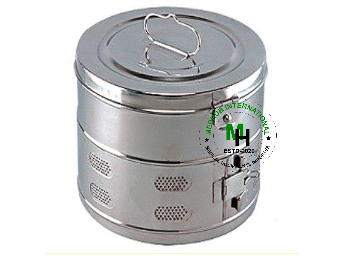 Picture of Stainless Steel Dressing Drum for Hospital/Home Use (Size- 9*9) - White