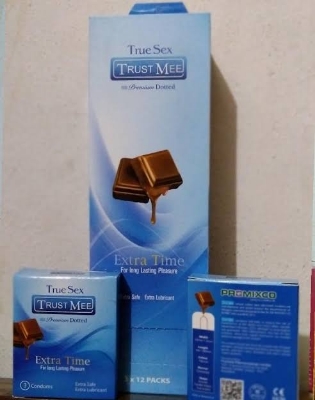 Picture of True Sex TRUST MEE Premium Dotted Super Extra Time,Banana,Apple and Strawberry flavour 3×10 30piece