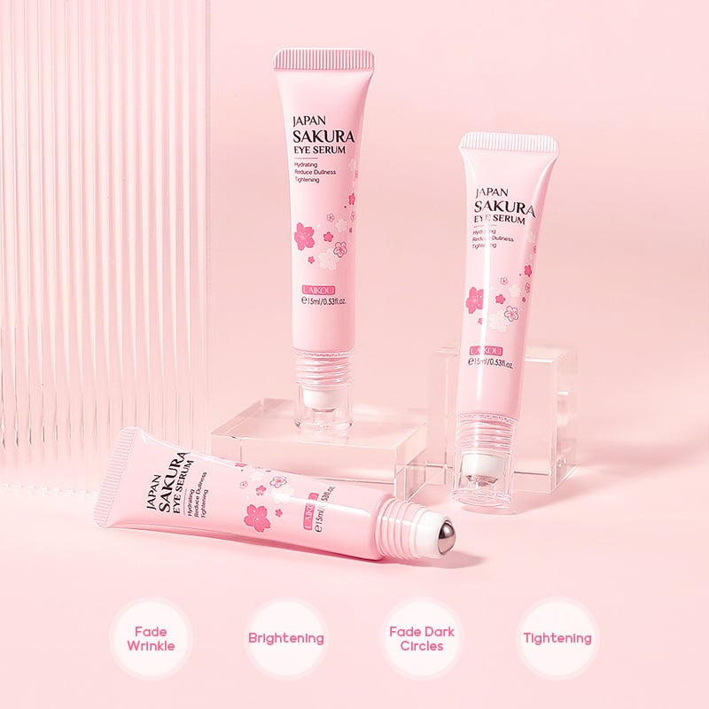 Picture of LAIKOU Sakura Eye Serum Eye Roller Massage Vitamin C Hyaluronic Acid Skin Care Eye Bags Cream Moisturizing Dark Circles -15ml