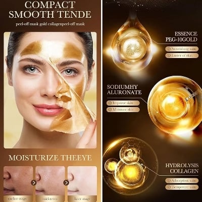 Picture of Sadoer Peel Off Mask, Gold Peel-Off Face Mask, Removal Gold Foil Peel Off Face Mask, Peel Off Face Mask Collagen