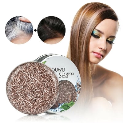 Picture of Hair Darkening Shampoo Bar He Shouwu Natural Organic Conditioner Moisturize And Repair Damaged Hair Hair Care Soap
