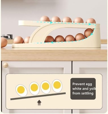 Picture of Automatic Roll-Down Double-Layer Egg Organizer, Automatic Scrolling Egg Dispenser Holder Storage Box Container Refrigerator for Refrigerator Kitchen Cabinet-1pcs-Best Rate