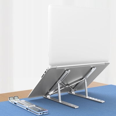 Picture of Aluminum Alloy Adjustable Portable Folding Notebook Stand Foldable Laptop Stand - Laptop Table - Laptop Tabl